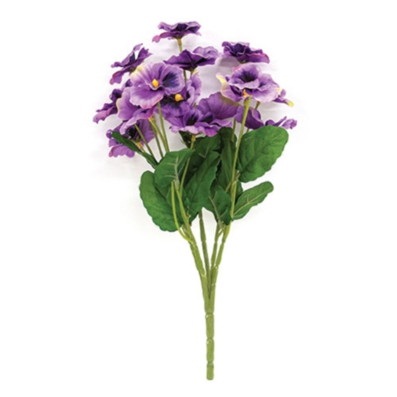 Faux Yellow Pansy Bush Stem 12 Inch Branch Floral Arrangement Decor Set of 2